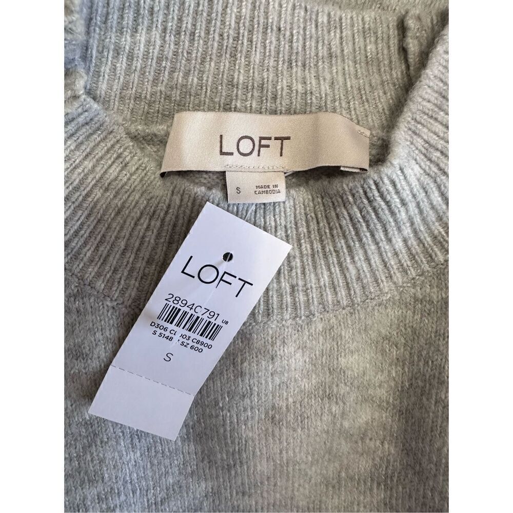 LOFT light gray tie front sweater - Picture 10 of 11